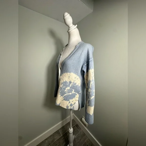 AllSaints Marea‎ Tie Dye Merino Wool Cardigan in Blue Women's  Luxury Sz Medium - Picture 7 of 17